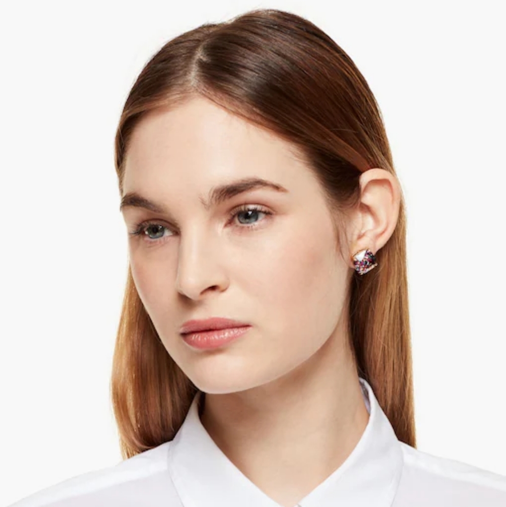 NWT Kate Spade Small Square Glitter Studs Earrings